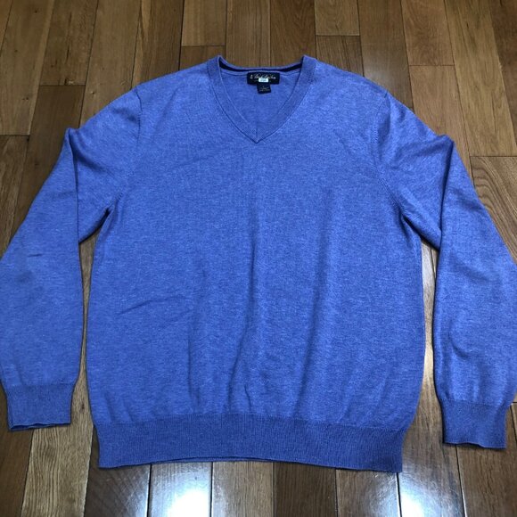 Brooks Brothers Supima Cotton Knit V-Neck Lavender Pullover Size L - Picture 1 of 6